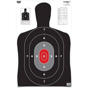 image:imageBirchwood Casey 23 x 35 EzeScorer BC27 HighContrast Silhouette ShootUp Brilliant White Paper Targets for Indoor and Outdoor Use Color OptionsRed Core  100 Targets
