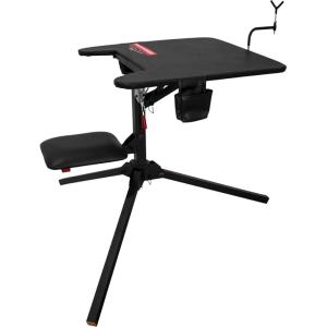 image:imageBirchwood Casey Swivel Action Shooting Bench with Thick Padded Seat Extended Arm Rests Padded Vinyl Cover Gear Pouches amp Adjustable Coated GunRestSwivel