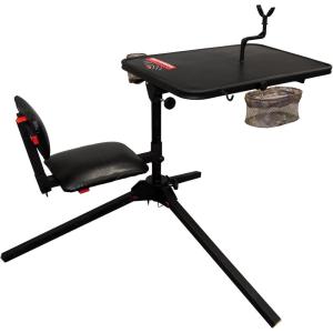 image:imageBirchwood Casey Swivel Action Shooting Bench with Thick Padded Seat Extended Arm Rests Padded Vinyl Cover Gear Pouches amp Adjustable Coated GunRestXtreme